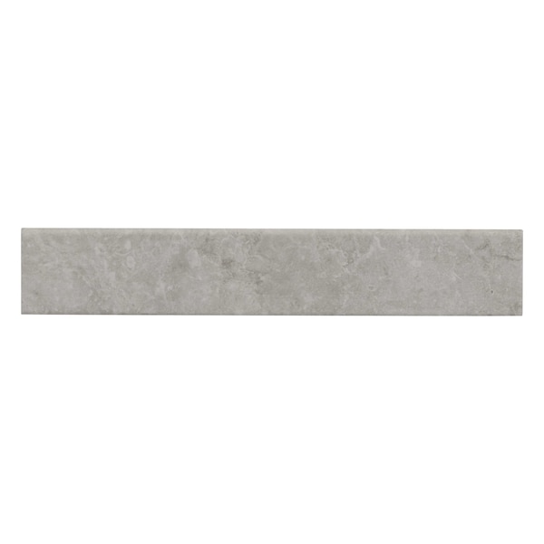 Ansello Gray Bullnose 3 In. X 18 In. Glazed Porcelain Wall Tile, 30PK